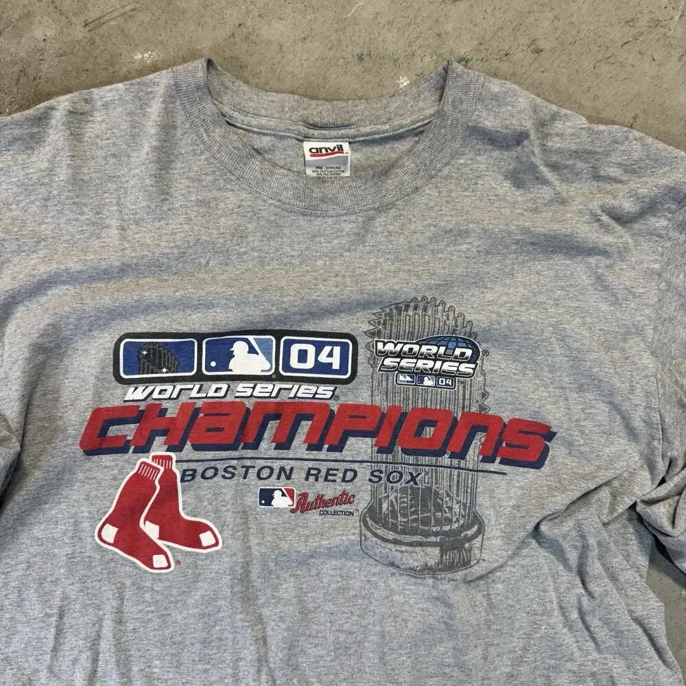 Gray Boston Red Sox World Series Champions ‘04 Long Sleeve MLB Baseball Men’s L